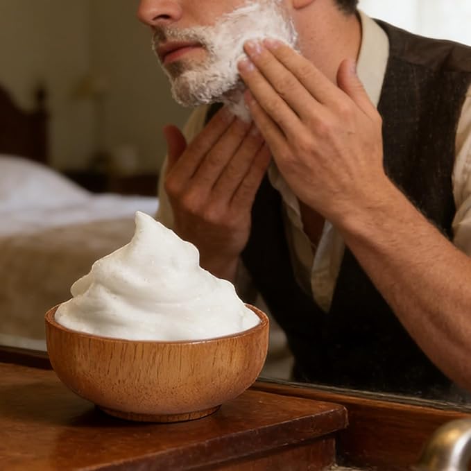 Shaving Bowl | Shaving Soap Bowl | Wooden Lather Bowls with Lid | Men Foaming Bowls Face Cleaning Tools | Shave Cream Container with Lid Fits Wet Shav-ing