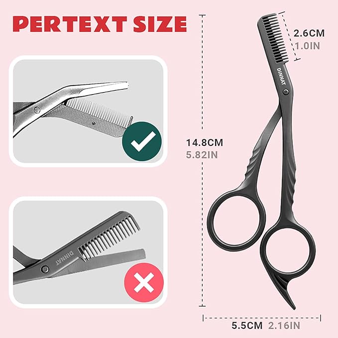 Eyebrow Trimming Scissors with Combs, Eyebrow Cutter Hair Removal Eyebrow Scissors,Eye brow razors, Eyebrow trimmer for women,Gifts For Men Women Stocking Stuffers (Black)