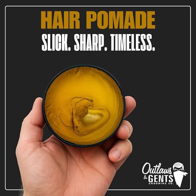 Outlaws & Gents Grooming Co. Hair Pomade - Styling Pomade for Men with Firm Hold and Light Shine - Perfect for Classic and Modern Hairstyles