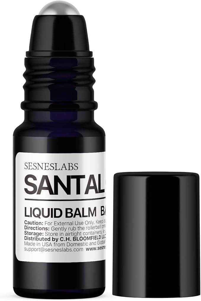 Santal Grass Roll-On, Perfume, Alcohol Free, Olfactive Marker, Niche Scent, Eucalyptus, Papyrus, Cardamom, Sandalwood Essential Oils Blend, Unisex Perfum for Women and Men 10ml/.33 fl Oz