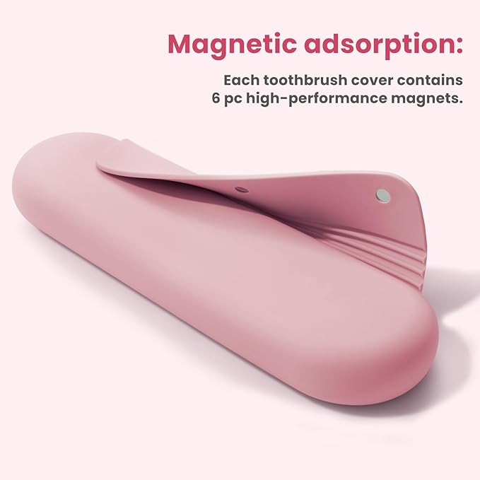 Silicone Electric Toothbrush Travel Case, Manual Toothbrush Travel Cover for Men and Women,Toothbrush Holder for Travel,Gym and More, Fits Most Manual and Electric Toothbrushes - Pink
