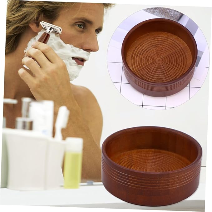Angoily 3pcs Large Wooden Shaving Soap Bowl Men's Razor Bowl Shaving Foam Cup for Wet