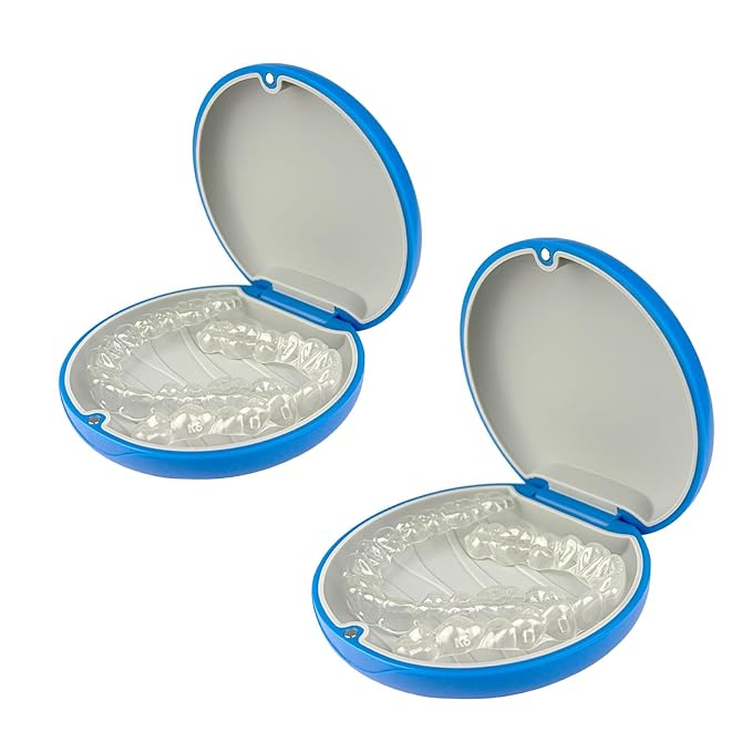 2PCS Retainer Case Compatible with Invisalign,Cute Slim Aligner Case,Customized Magnetic Closure Orthodontic Retainer Cases (2 Pack Navy Blue + Grey Silicone)
