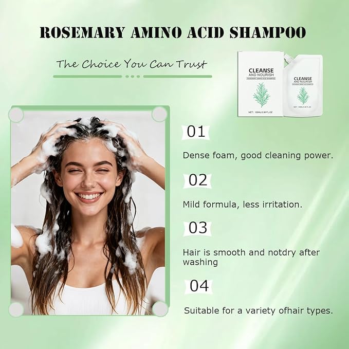 Rosemary Amino Acid Shampoo for Hair Growth（2PCS）, Controls Oily Scalp & Thinning Hair, Thickens & Strengthens for Men and Women