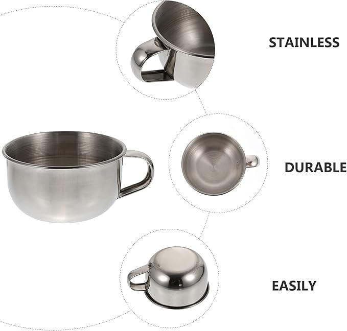LIFKOME Stainless Steel Shaving Soap Bowl Bubbling Bowl Handle for Men Shaving Mugs Bubble Brush