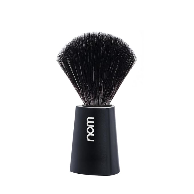 NOM Carl Shaving Brush | Vegan Shave Brush for Shaving soaps and creams | sustainable eco-friendly and reusable |Exfoliating Shaving Brush | Black handle