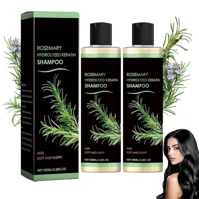 Rosemary Hair Growth Shampoo,Rosemary Hydrolyzed Keratin Shampoo, Nourishes and Regenerates Hair for Thinning Hair & Hair Loss for Women and Men (Pack of 2)