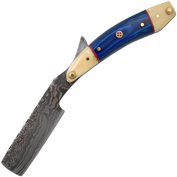 Straight Razor | Straight-Edge-Razor Sharp High Hardness Real Damascus Steel Cutthroat Straight Edge-Blade | Barber Razor