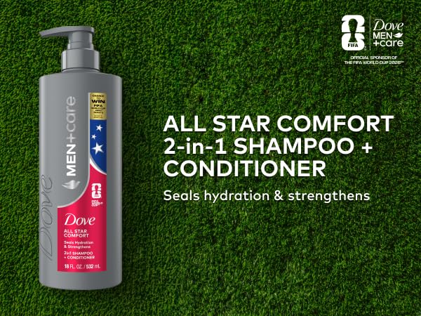 DOVE MEN + CARE Hair Care 1 count All Star Comfort to Seal Hydration & Strengthen Hair, with a Chance to Win FIFA WORLD CUP 2026 Tickets, 18 Fl oz