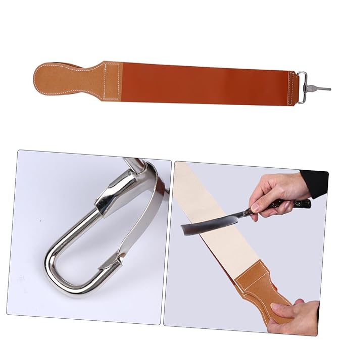 Beaupretty Leather and Canvas Double Layer Razor Strop Professional Straight Razor Sharpening Strap for Barbers Home Use Woodworking Tools