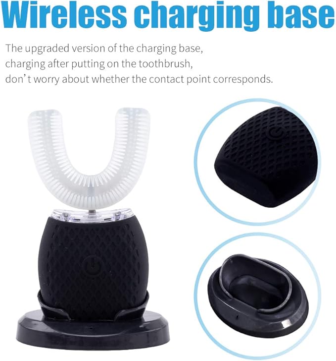 Ultrasonic Toothbrush for Adults Automatic Electric Toothbrush Portable Washable Soft Bristles 30s Automatic Timer Wireless Charging Dual-Use for Travel & Home