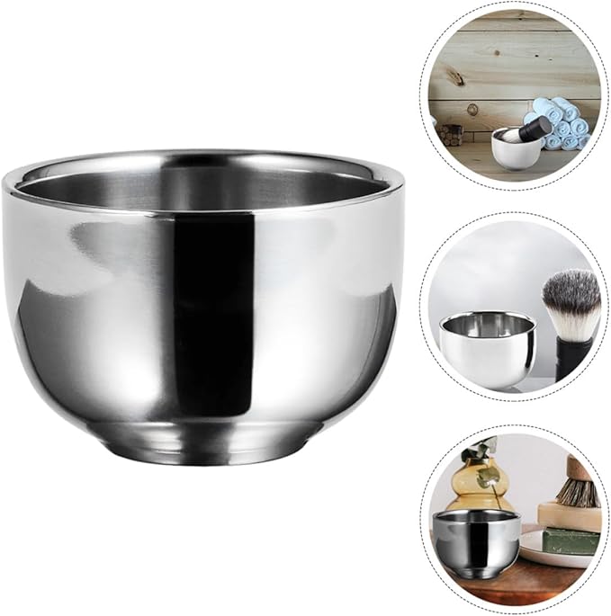 Beaupretty Stainless Steel Shaving Foaming Bowl for Men, Beard Bubble Container with Lathering Function, Household Shaving Soap Bowl for Daily Grooming