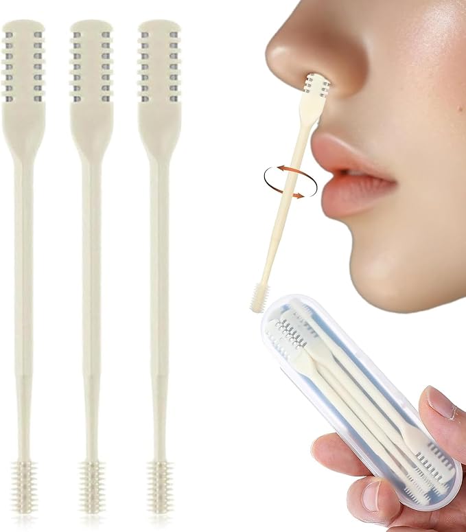 360° Nostril Hair Remover Tool,Portable Nose Hair Trimmer for Men Women,2-in-1 Nasal Hair Cutter,Upgrade Double Sided Nose Knife. (Cream, 3 Pcs)
