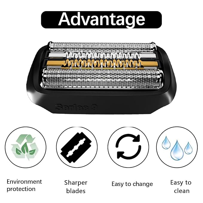92B Replacement Head Compatible With Braun Series 9, 92B Wet and Dry Replacement Foil and Cutter for Braun Electric Shaver S9 9290cc 9291cc 9370cc