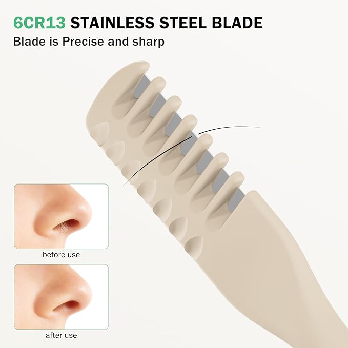 BEZOX Manual Nose Hair Trimmer (Pack of 3) - Rotating Nasal Hair Razor Cutter with Ear Picker for Women and Men - Portable Nostril Hair Remover Tools