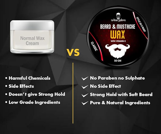urbangabru Beard, Mustache Wax for Men – Strong Hold Mooch Styling Wax, Balm, Cream to Shape and Nourish Your Beard Contain Vitamin-E and Hemp Seed Oil (1.7 fl oz)