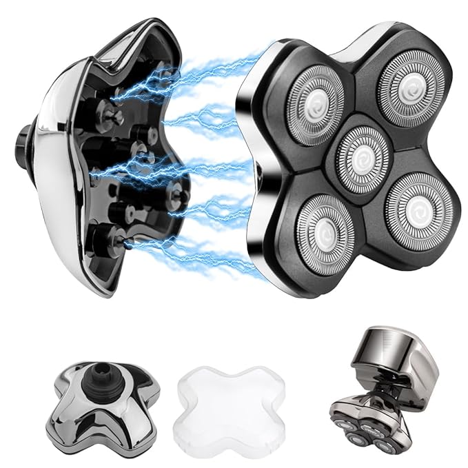 Magnetic 5 Blade Replacement Heads for SKULL SHAVER 4 & 3 Head Series