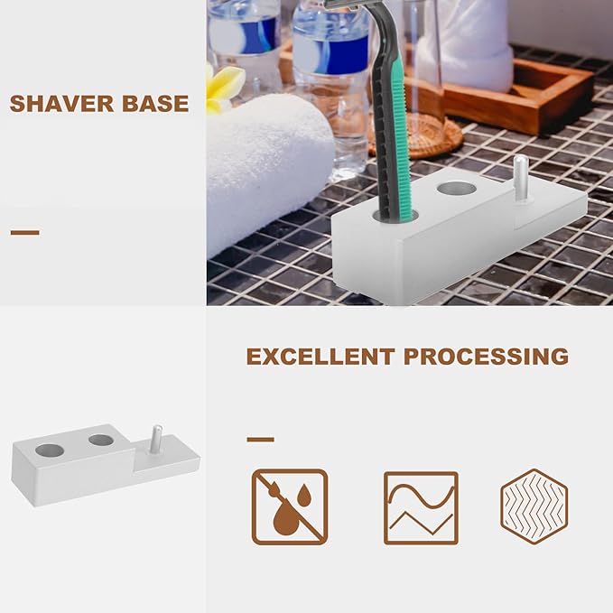 Uonlytech Zinc Alloy Razor Holder and Shaving Brush Stand Three-in-one Practical Razor Organizing Rack for Men’s Bathroom Shaving Accessories