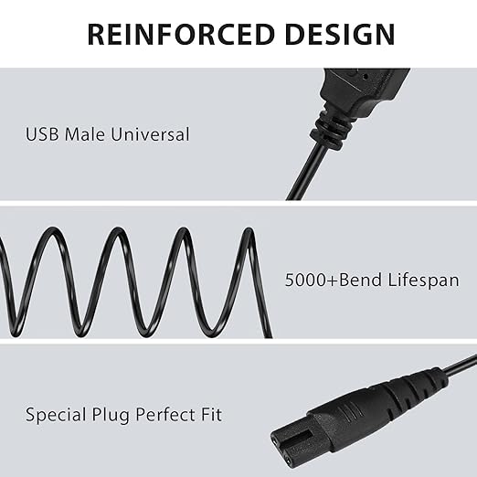 Meliya 5V USB Charger for Freebird Head Shaver Shaving Kit, Replacement Charger Cord Compatible with FlexSeries Electric Head Hair Shaver Razor with Cleaning Brush