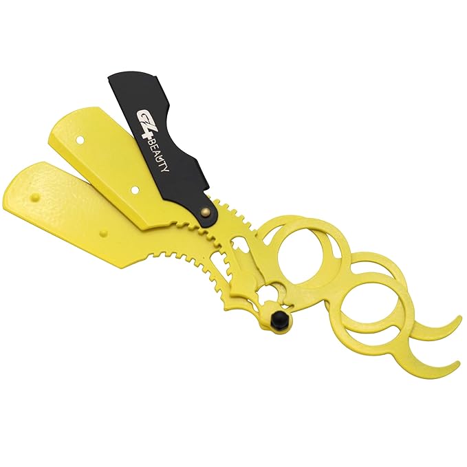 G4 Vision Universal Replaceable Half Blade Straight Razor with 100 blades, Professional Double Ring Barber Single Edge Shave Razor (Lime Yellow)