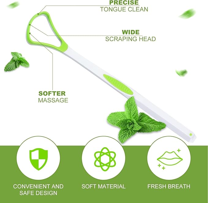 Tongue Scraper Cleaner for Adults Kids with Holder，100% BPA Free Fresher Tongue Tools, Easy to Use, Help Fight Bad Breath(6 Pack)