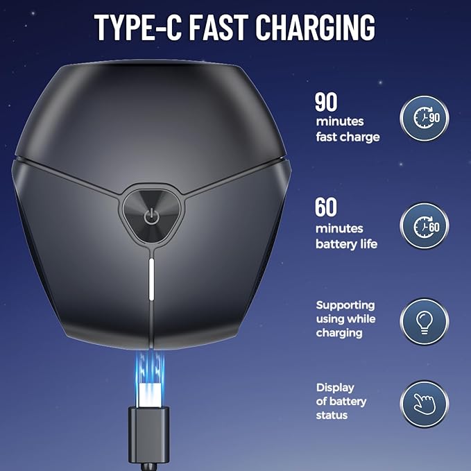 Electric Shavers for Men, Mini Rotary Shaver Portable, Electric Razor for Men, Travel Shavers with Case, Waterproof Face Razor as Gift, USB Type C for Home, Car, Travel