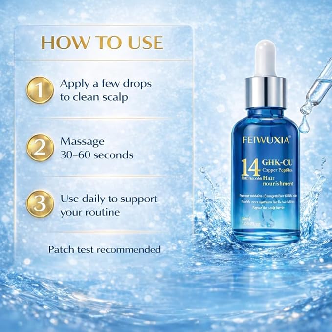 GHK-CU Hair Growth Serum, Hair Serum for Hair Growth, Scalp Nourishing Hair Growth Products to Support Thinning Hair for Men and Women