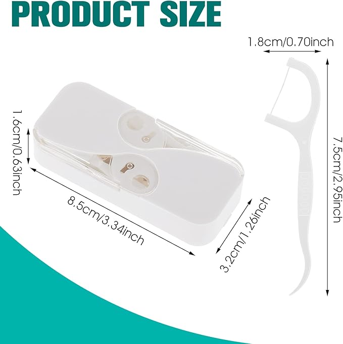 WLLHYF Portable Dental Floss Case Automatic Dental Floss Pick Organizer Case Travel Flosser Dispenser Storage Case Refillable Holder Boxes with 10 Floss Picks for Teeth Cleaning (Style B-White)