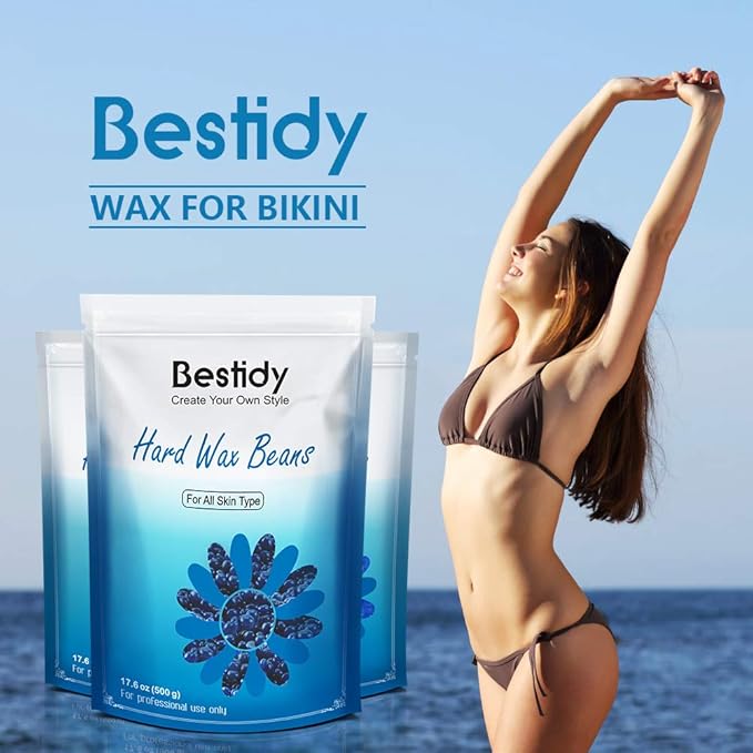 Bestidy Hard Wax Beads for Hair Removal, Waxing Beads for Coarse Hair, 500g Refill Wax Beads for Wax Warmer, Home Waxing for All Body and Brazilian Bikini Areas, Women Men(500g)