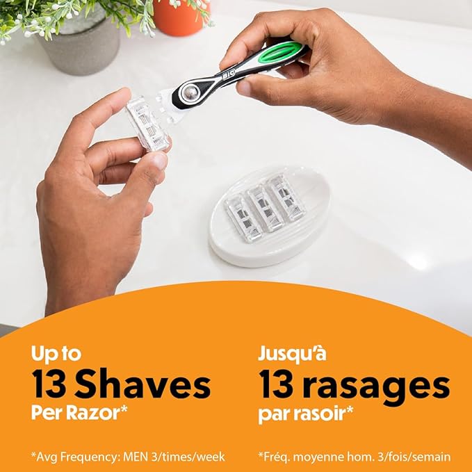 BIC BIC Flex 5 Sensitive Refillable Razors Men's Refillable 5 Blade Razors, Clinically Proven for Sensitive Skin, 1 Handle and 7 Cartridges Pack