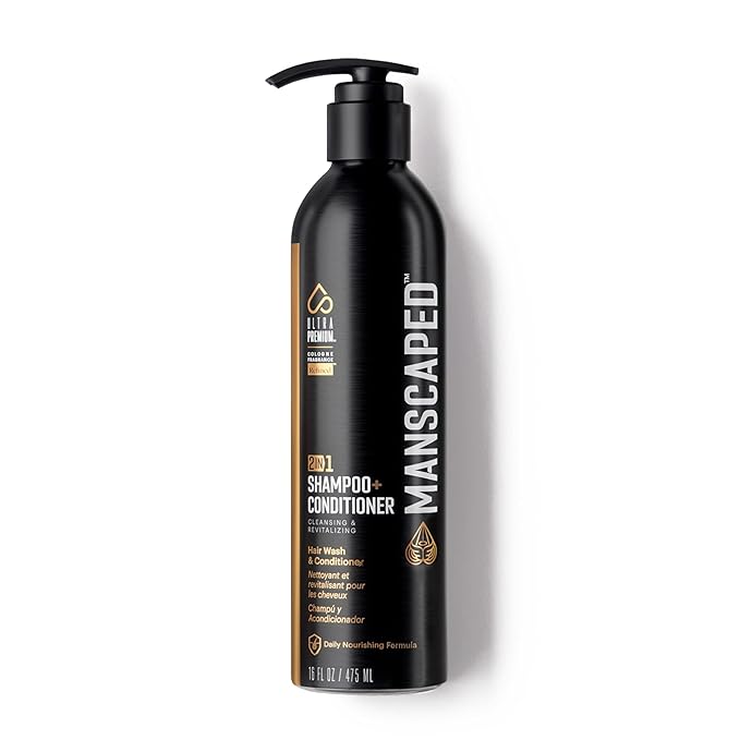 MANSCAPED® 2 In 1 Shampoo & Conditioner, UltraPremium Formula Infused with Sea Kelp, Coconut Water, Aloe for Nourishing and Hydrating Hair (16 oz Aluminum Bottle)