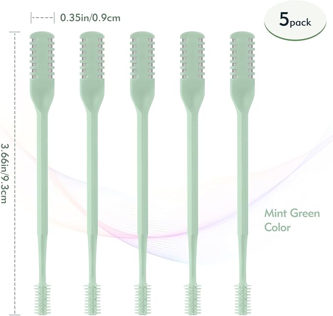 5Pcs 2-in-1 Nasal Hair Cutter, Double Sided Nose Hair Cutter, Portable 360° Rotating Manual Nose Hair Trimmer for Men and Women, Mint Green