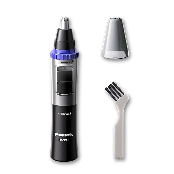 Panasonic ER-GN30-K Nose, Ear n Facial Hair Trimmer Wet/Dry with Vortex Cleaning System, Black
