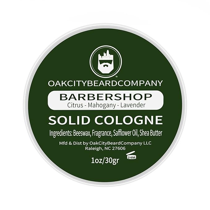 Oak City Beard Company - BarberShop - Solid Cologne - 1 Ounce - Citrus - Mahogany - Green Notes - Lavender