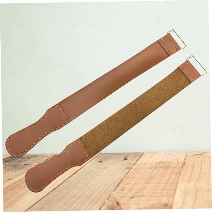 2pcs Razor Strop for Straight Razor Sharpening Durable Cowhide Polishing Cloth for Blades and Woodworking Tools