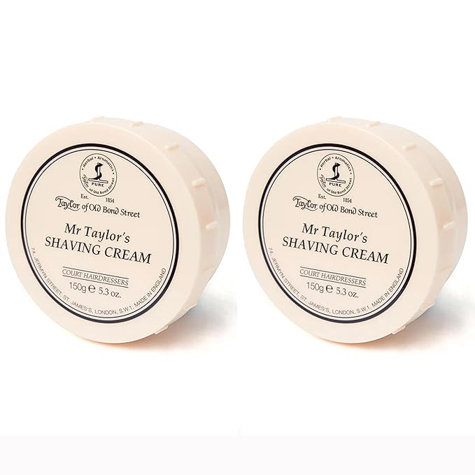Taylor of Old Bond Street Mr Taylor Fragrance Shaving Cream Bowl 150g (2-Pack) – Rich Lather for Traditional Shaving
