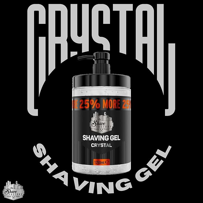 The Shave Factory - Shaving Gel | Non-Irritating | Precise shave on face and body | Shaving gel for men | Moisturizes the skin | 1250ml (42.25fl oz.) (Crystal)