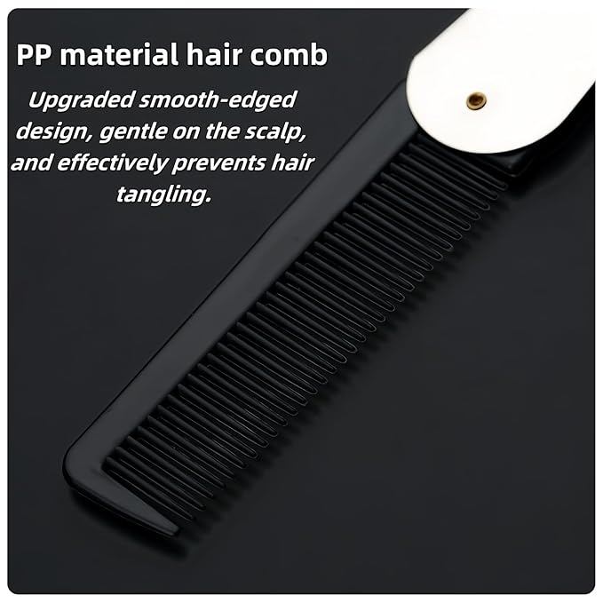 4 Pcs Folding Pocket Combs for Men - Stainless Steel Fine Tooth Hair Beard Combs for Styling Hair, Beard or Mustache Care, Compact Design for Travel & Everyday Grooming (Silver)