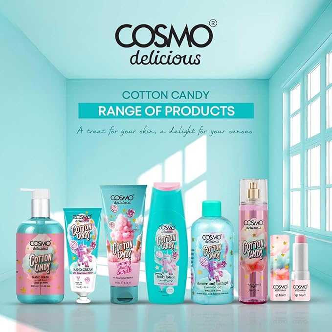 Cosmo Delicious Cotton Candy Fragrance Mist 150ml, Sweet Spun Sugar & Bubblegum Scent, Light Fruity Body Spray, Perfect For Everyday Wear, Long Lasting Perfume For Women & Men