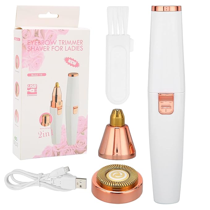 Hair Remover for Women,Rechargeable Eyebrow Trimmer & Hair Remover 2 IN 1 Eyebrow and Painless Hair Remover Eyebrow Lips Body Hair Removal for Women with