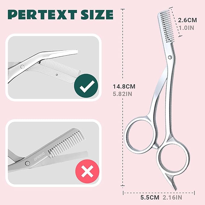 Eyebrow Trimming Scissors with Combs, Eyebrow Cutter Hair Removal Eyebrow Scissors,Eye brow razors, Eyebrow trimmer for women (Grey)