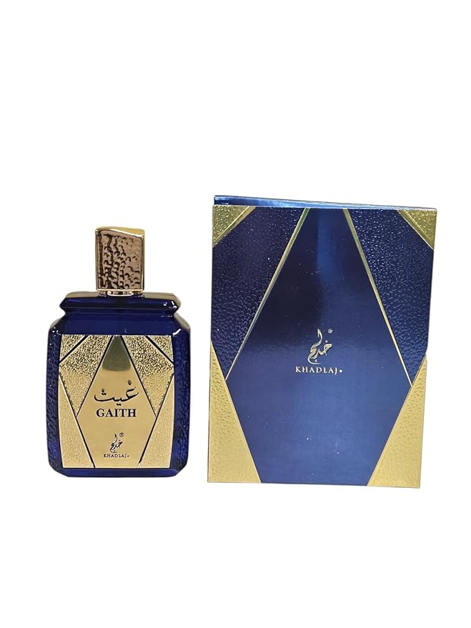 GAITH by Khadlaj Luxury Arabic Perfume, Royal Blue and Gold Glass Bottle, Premium Middle Eastern Fragrance