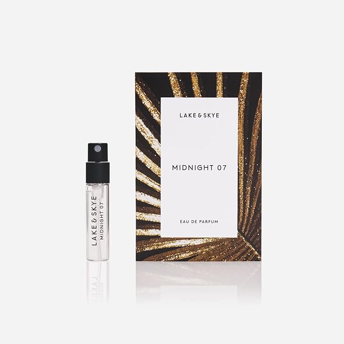 Lake & Skye Midnight 07 Eau de Parfum Spray - 0.06 fl oz (2 ml) Long Lasting Fragrance - Amber, Vanilla, Patchouli, Rose, Fruity, Vegan, Paraben-Free, Cruelty-Free