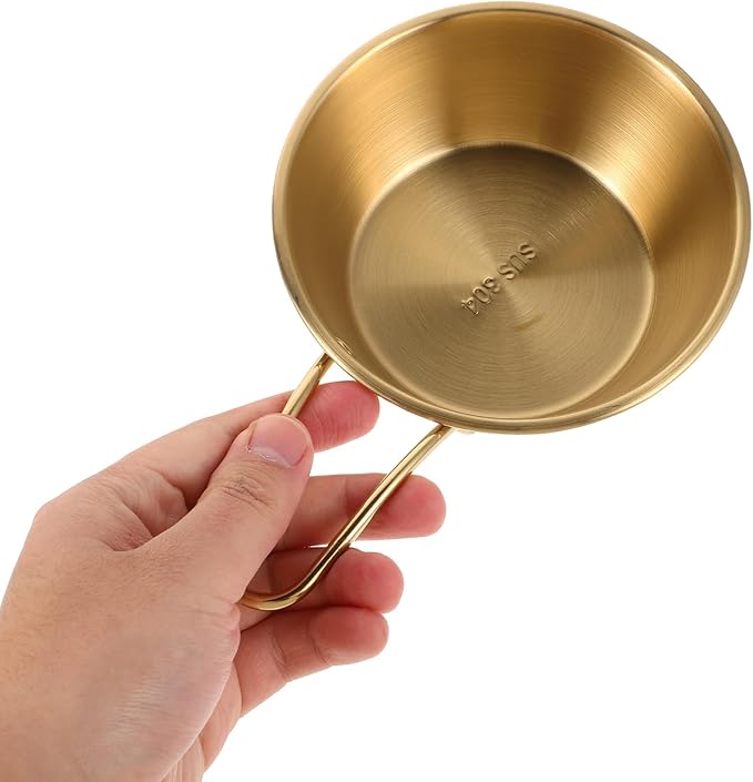 SMASOLO Men Shaving Cream Bowl with Gold Handle Stainless Steel Wet Shaving Cup Large Size for Camping and Daily Use