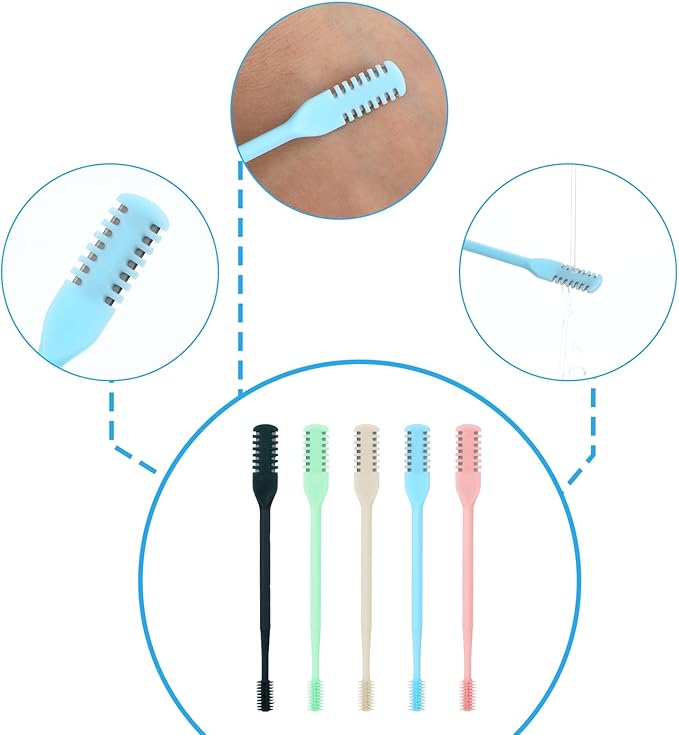 10PCS 2-in-1 Nasal Hair Cutter for Women Double Sided Nose Hair Cutter Nose Hairs Knife with Soft Cleaning Brush Portable 360° Rotating Manual Noses Hairs Trimmer Nostril Clean Remover Tool