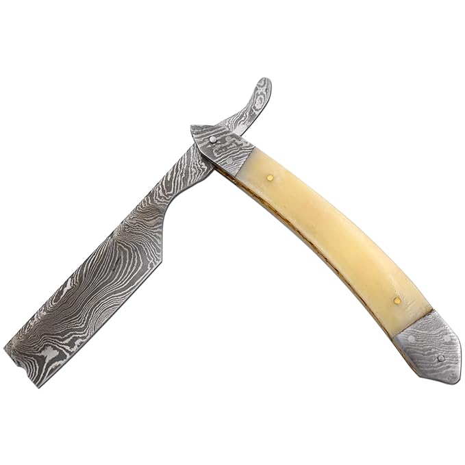 Straight Razor | Straight Edge-Razor Sharp High Hardness Real Damascus Steel Cutthroat Straight Edge-Blade | Barber Razor (332)