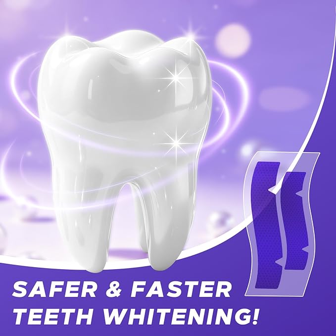 Teeth Whitening Strips 10 Treatments - 10 Days Treatment with Non-Slip & Enamel-Safe & No-Sensitivity, Teeth Whitening Kit for Coffee, Wine Stains Removal Fastly (20 Strips - Purple)