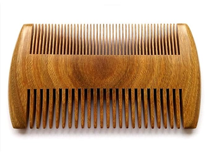 Handmade Natural Green Sandalwood No Static Combs with Aromatic Scent - 2 PCS Pocket Combs for Long and Short Beards, Mustaches (4" Long Two Sides)