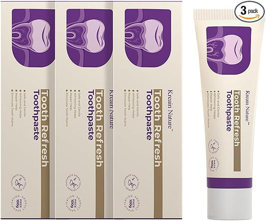 Tooth Refresh Toothpaste, Fresh Breath Formula Whitening Toothpaste, Natural Oral Care & Enamel Repair, Helps Remove Coffee, Tea & Wine Stains, Fresh Minty Gel, 3.5 Oz Tube, 3 Pack