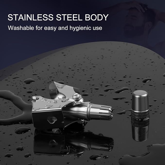 Stainless Steel Hair Trimmer for Men and Women - Manual Nose and Ear Hair Trimmer, Nose Clippers, 360° Rotating Hair Trimmer, Washable Nose Hair Remover